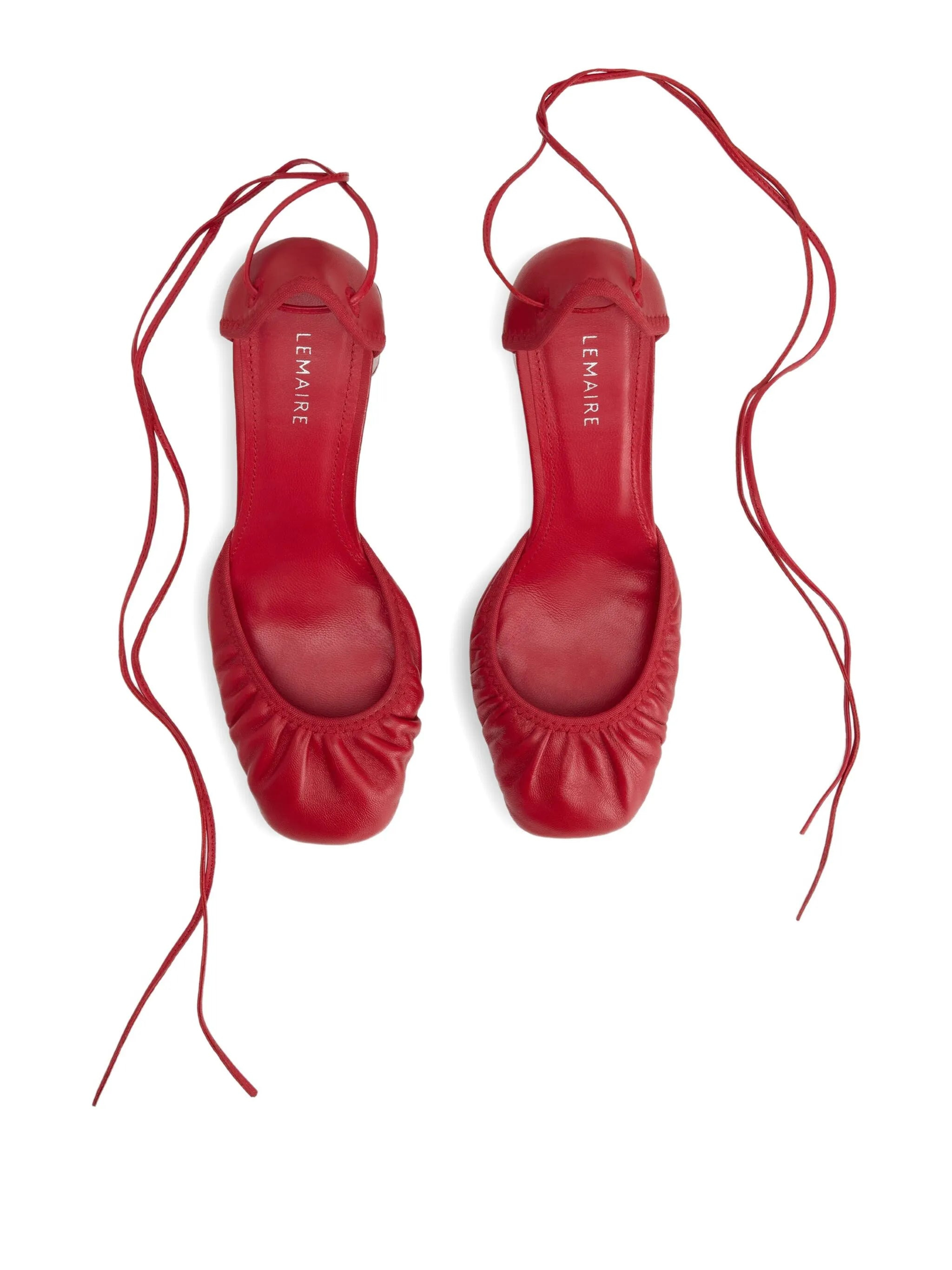 85mm Micro Ballerina 85 gathered-toe lace-up flats - 4