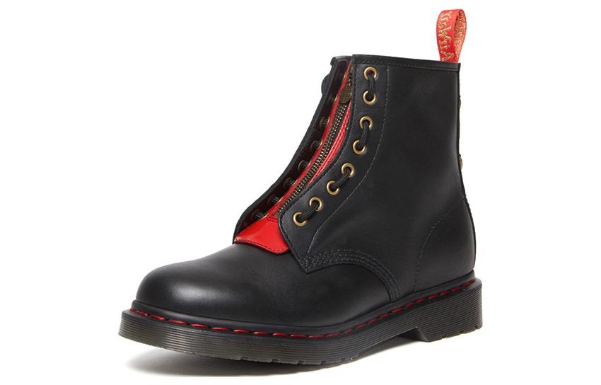 Dr. Martens 1460 Year of the Rabbit Leather Lace Up Boots 'Black Red' 30556004 - 2