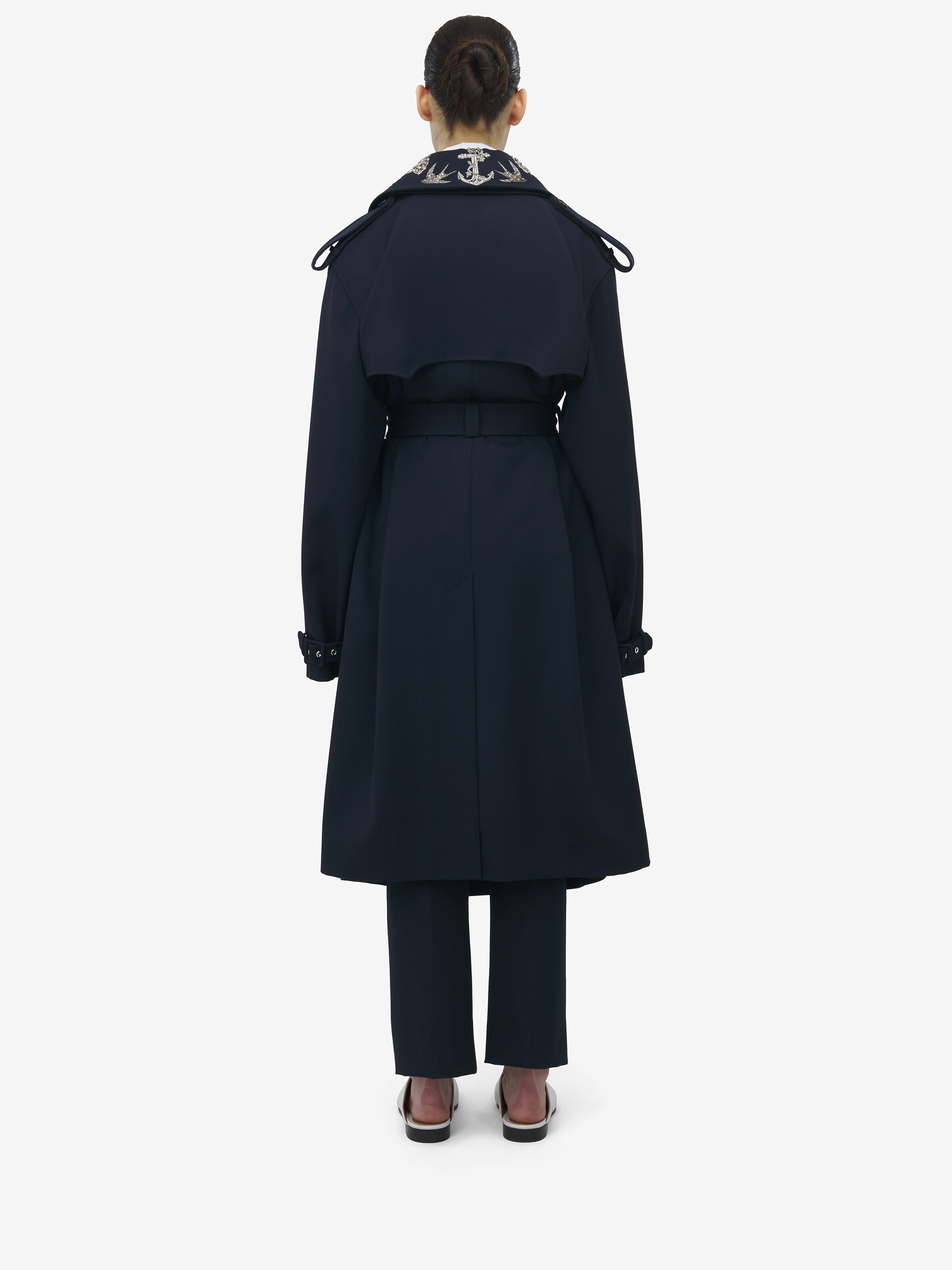 Oversized Lapel Deconstructed Trench Coat - 4