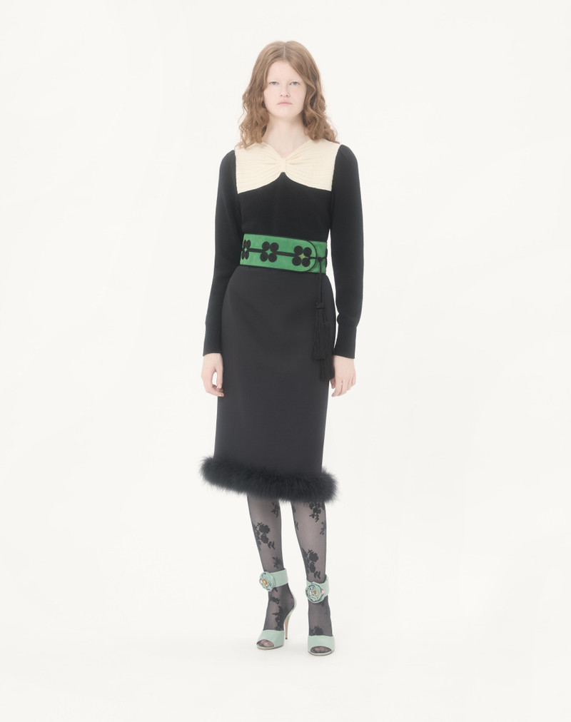 Valentino CREPE COUTURE SKIRT WITH FEATHERS outlook