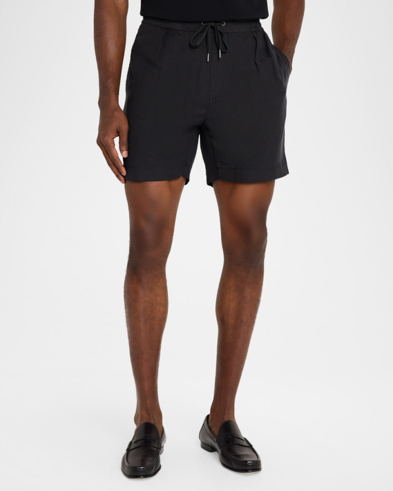 Men's Silk and Linen Double-Pleated Drawstring Shorts 4