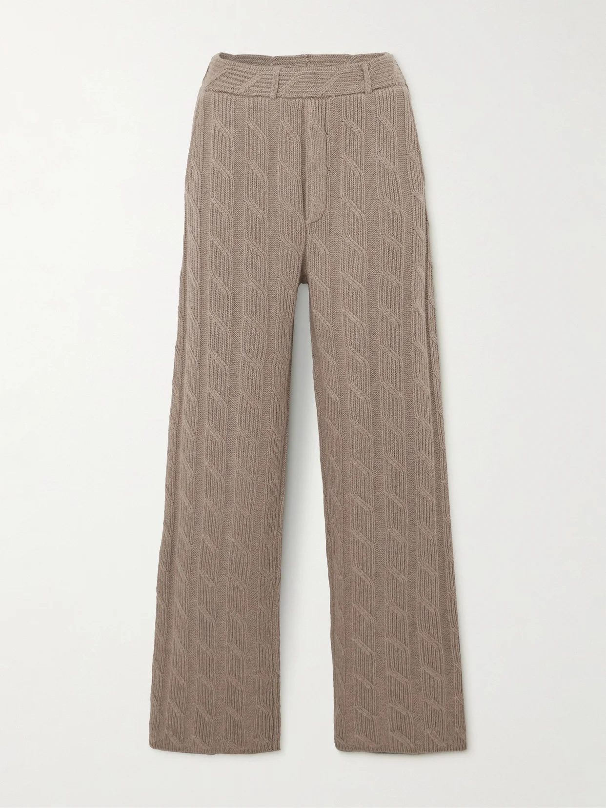 Ebba Cable-knit Cashmere Wide-leg Pants - 1