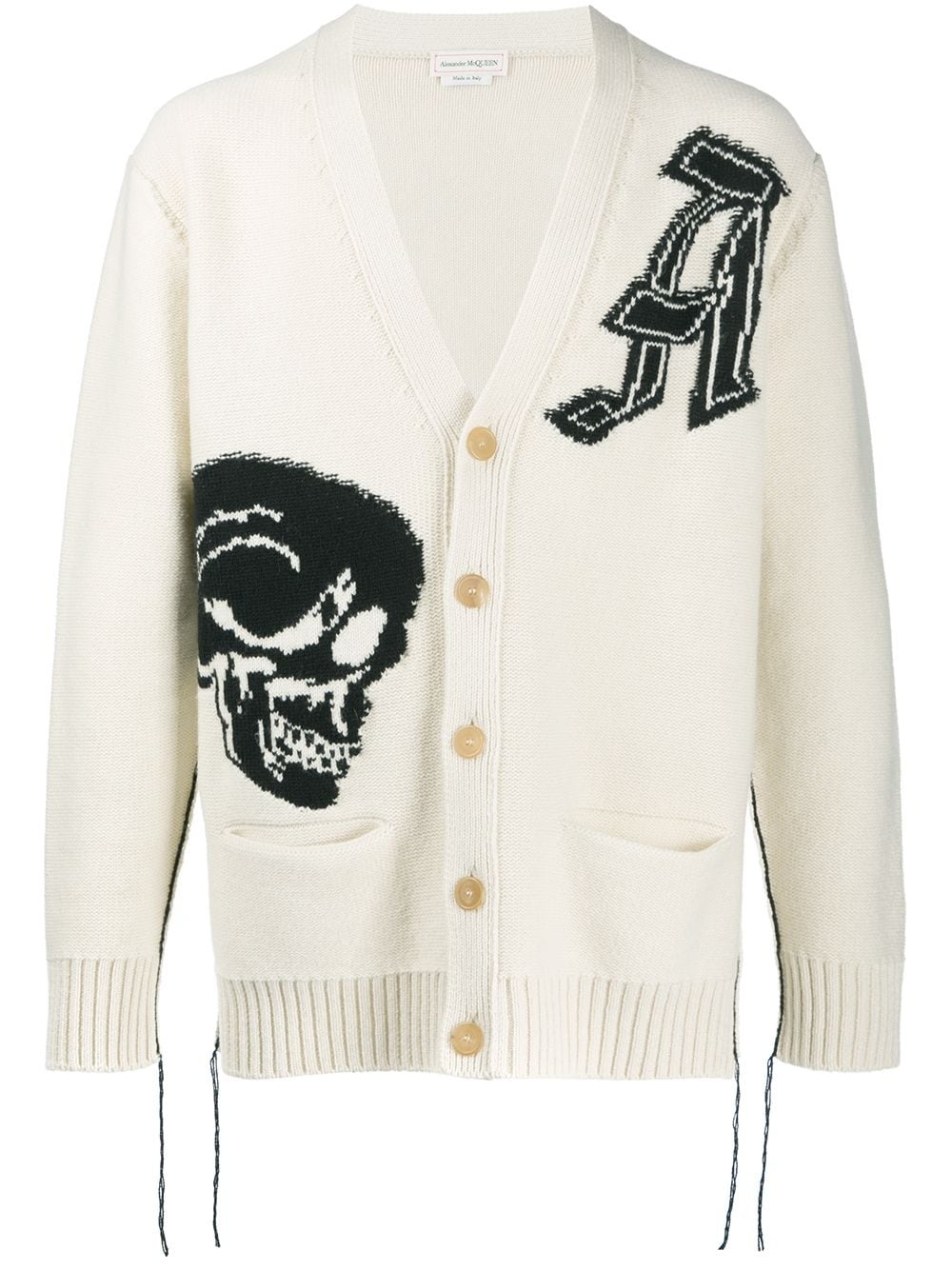 gothic skull intarsia knit cardigan  - 1