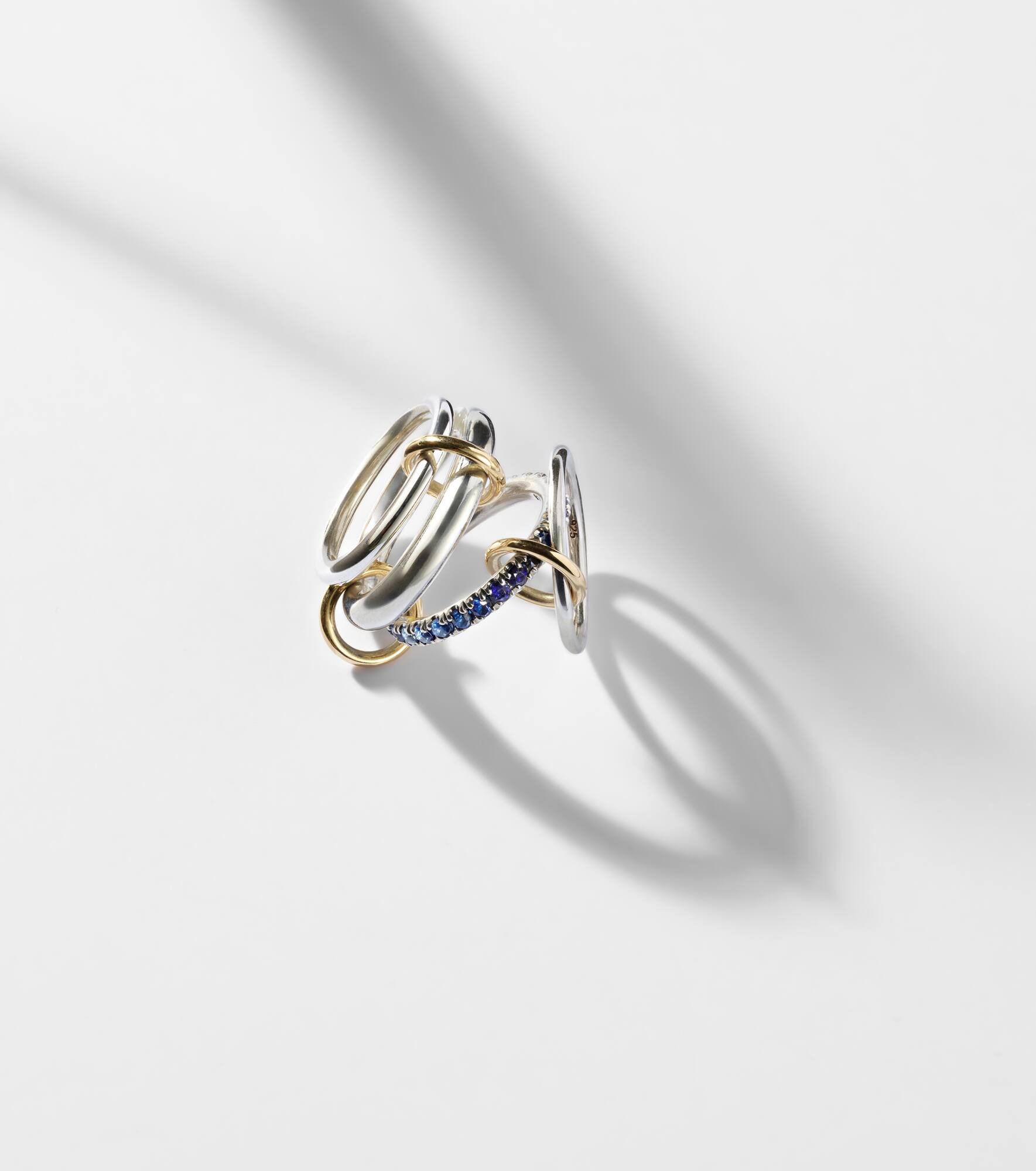 Janssen SG 18kt gold and sterling silver ring with sapphires - 5