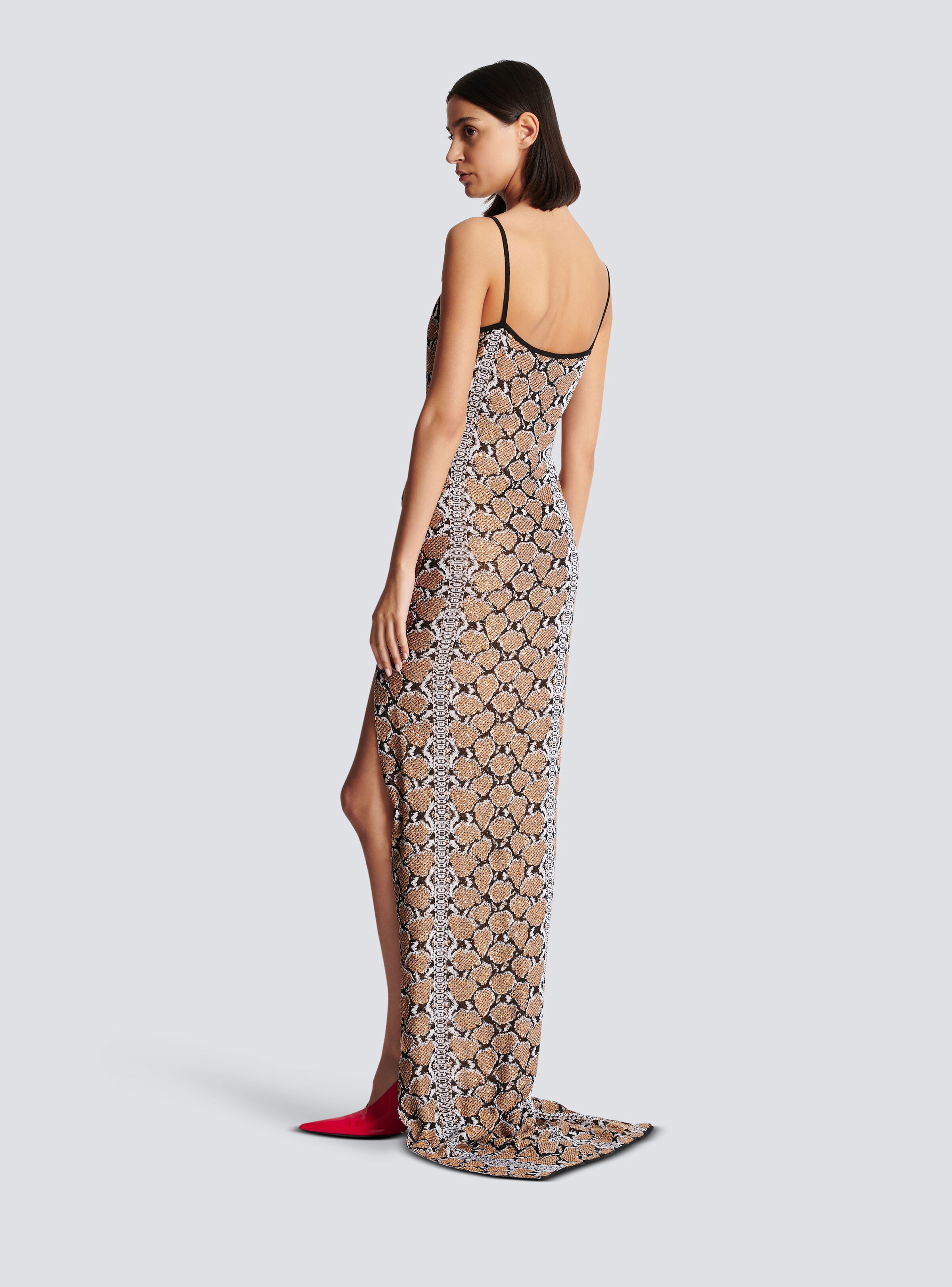 Long strappy snakeskin knit dress - 4