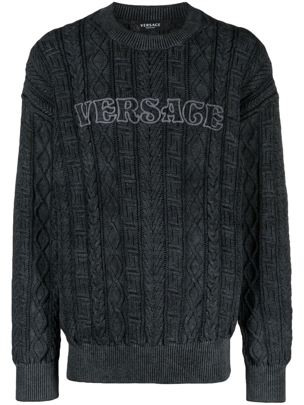 logo-embroidered crew neck jumper - 1