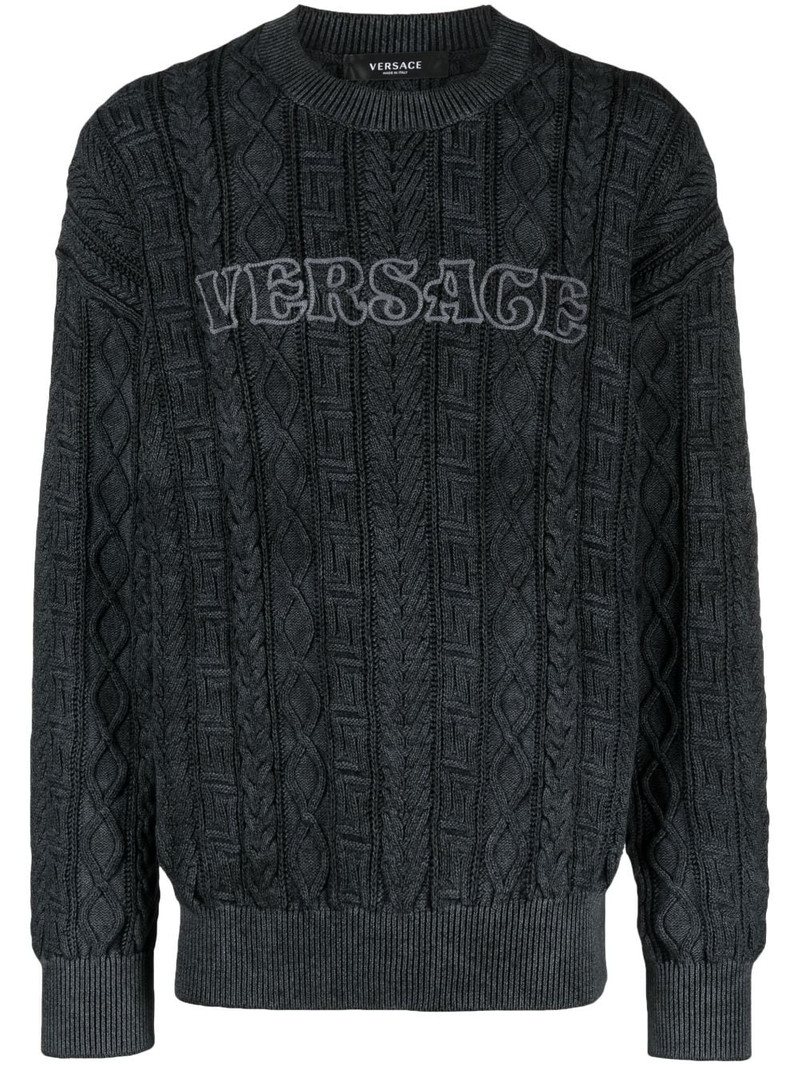 logo-embroidered crew neck jumper 1