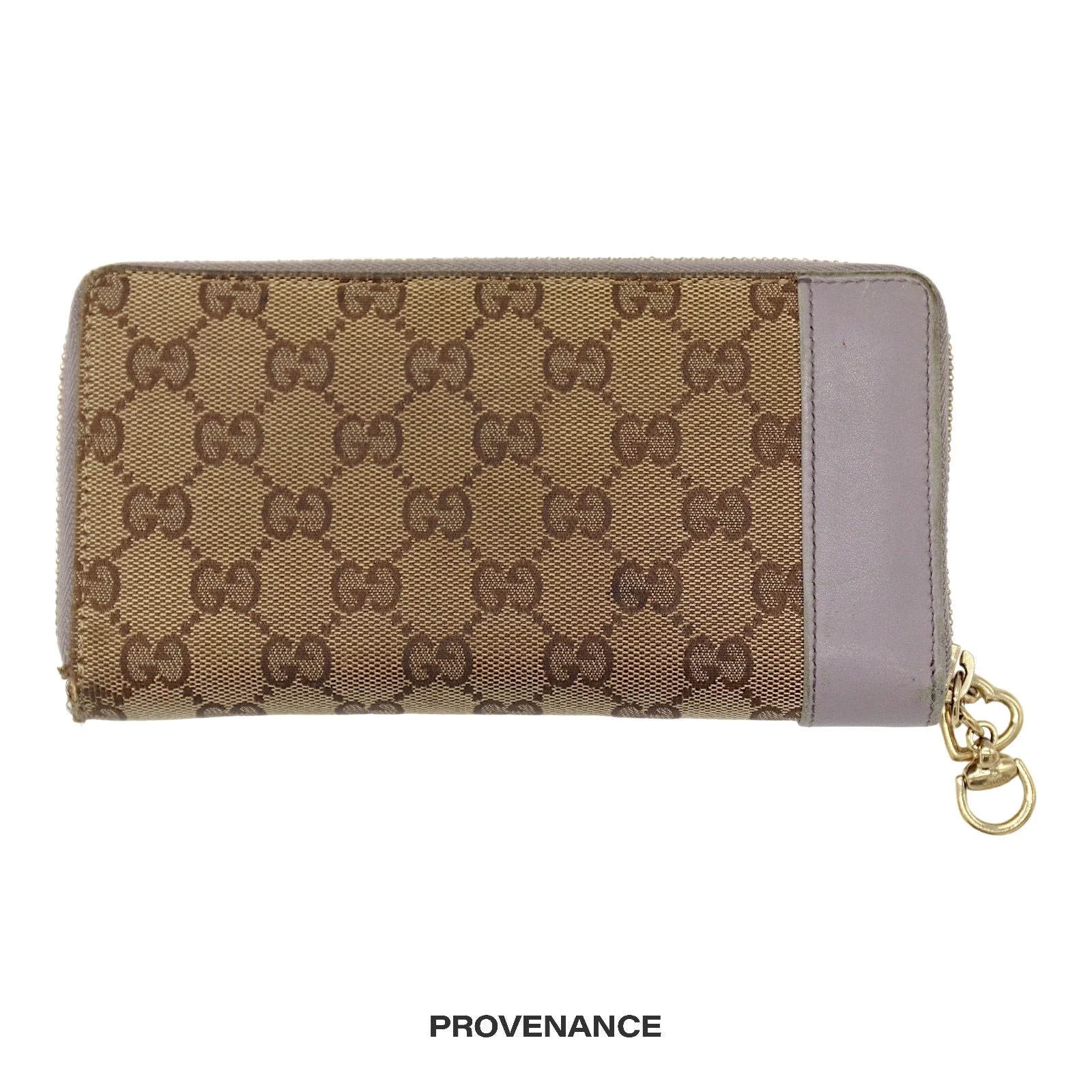 Gucci Horsebit Heart Zip Long Wallet - GG Canvas Lavender - 1