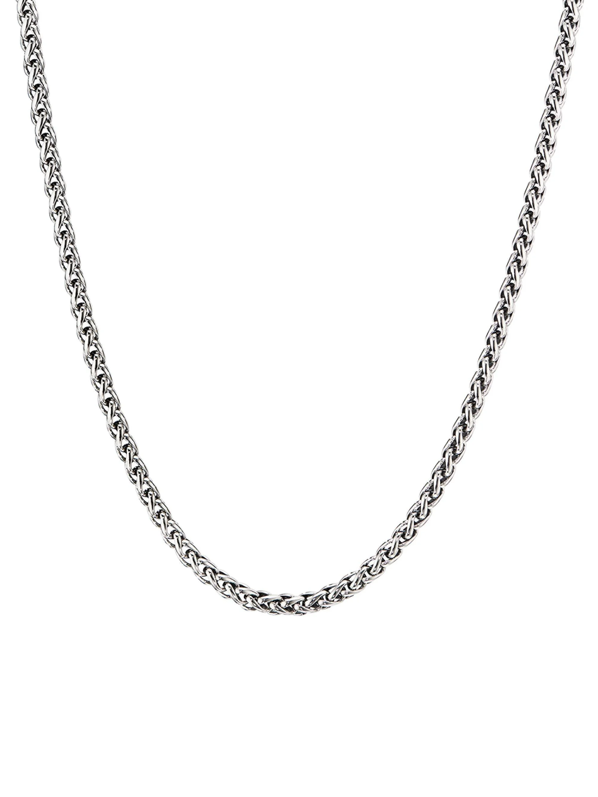 Men's Wheat Chain Necklace in Sterling Silver, 4mm - Silver - 1
