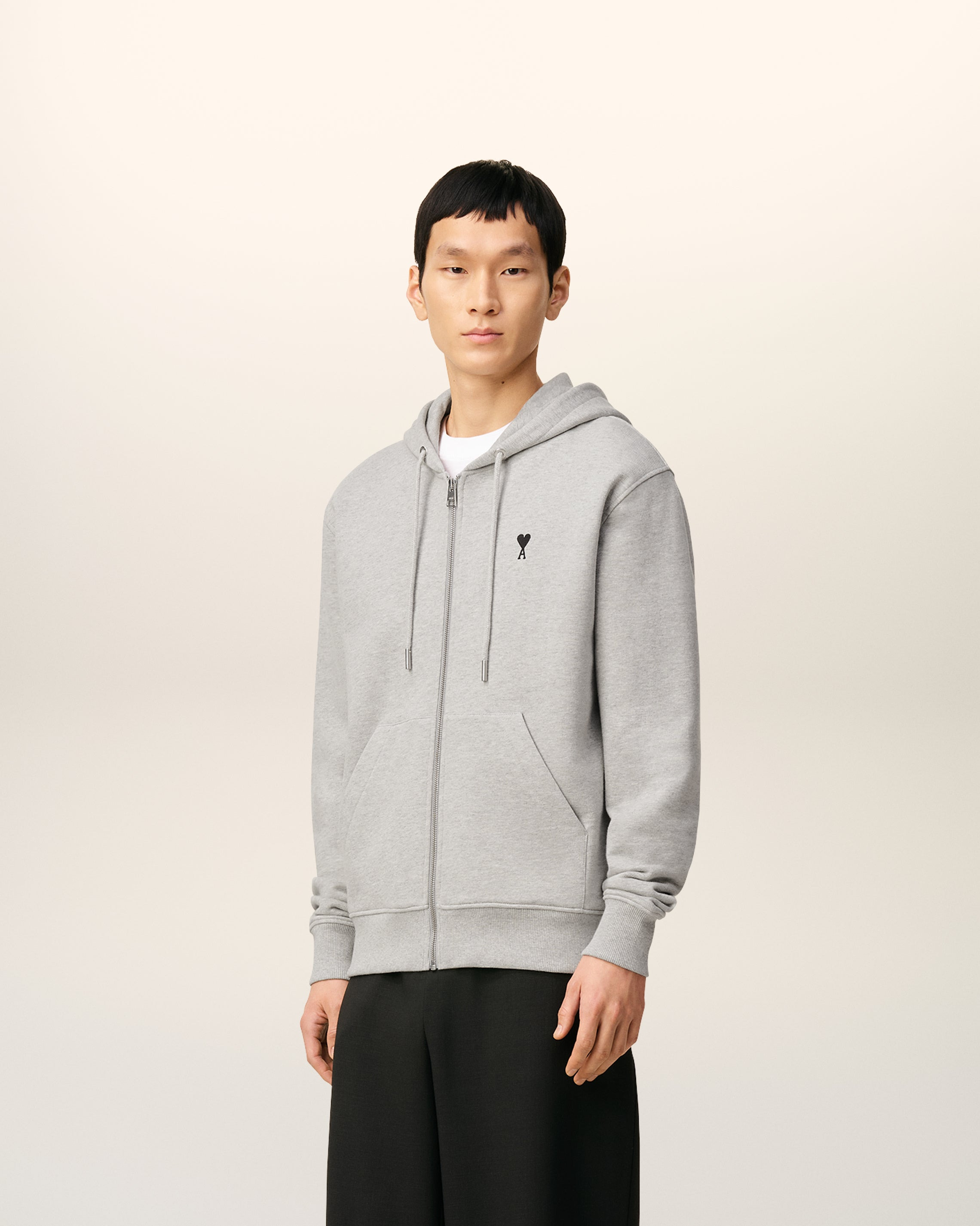 GREY COTTON ZIPPED AMI DE COEUR HOODIE - 6