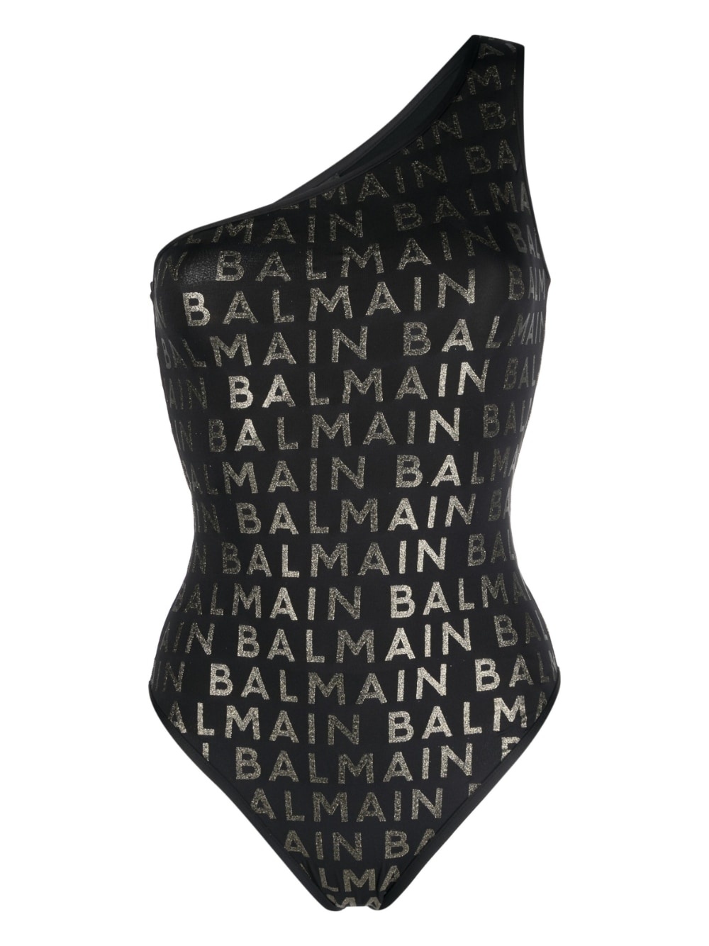 glitter-logo one-shoulder swimsuit - 1