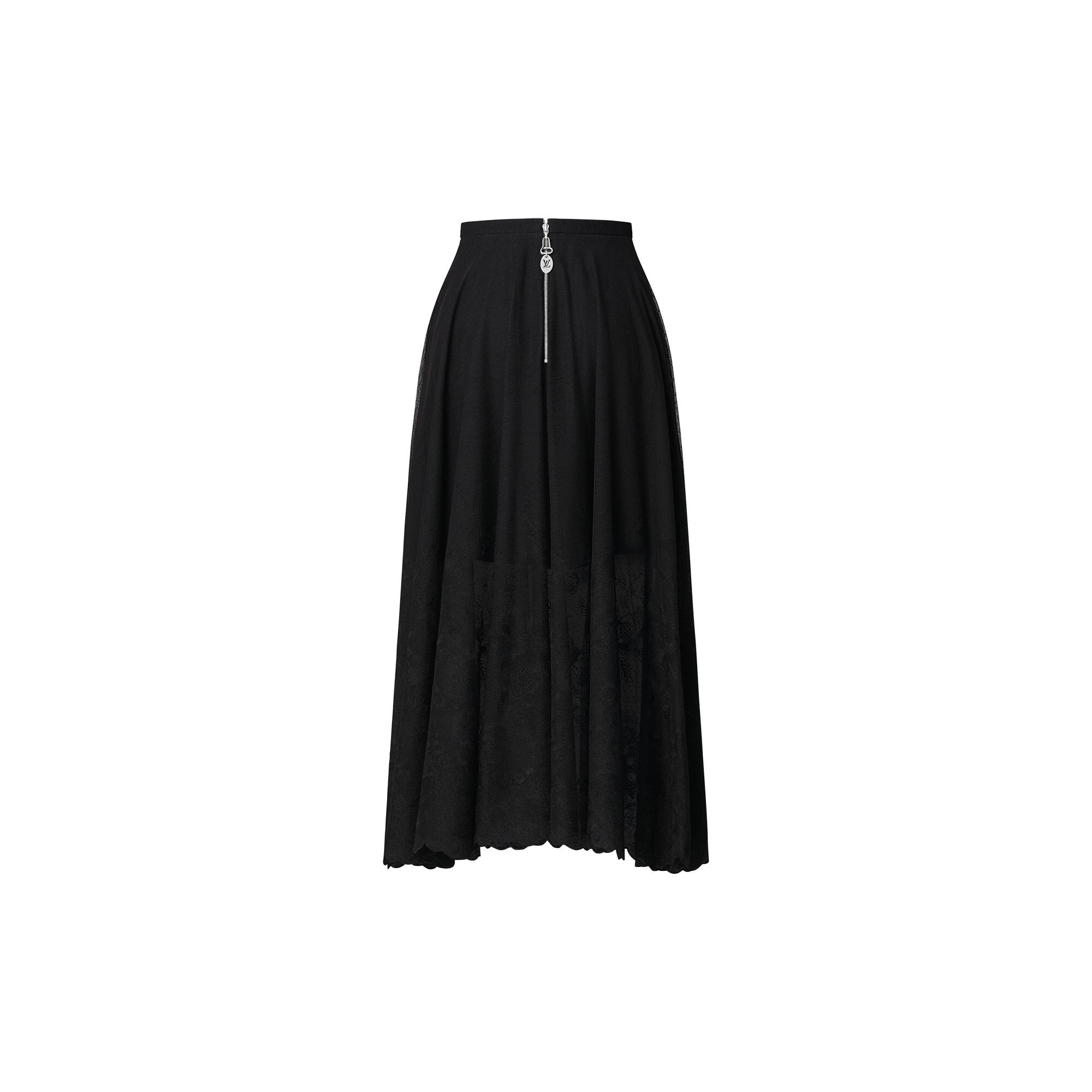 Embroidered Tulle Midi Skirt - 2
