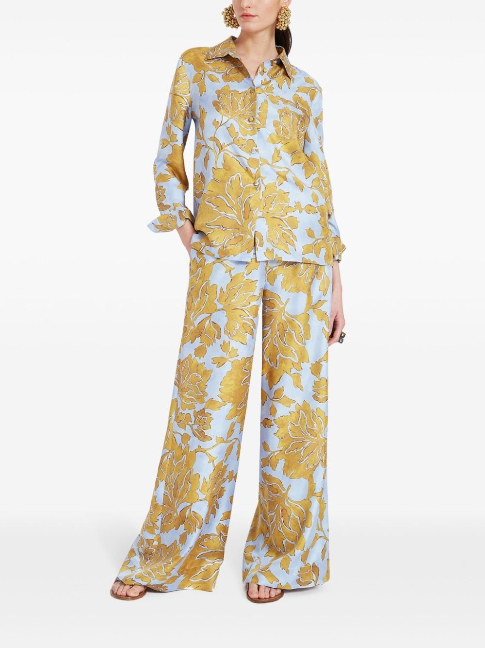 floral-print silk palazzo pants - 2