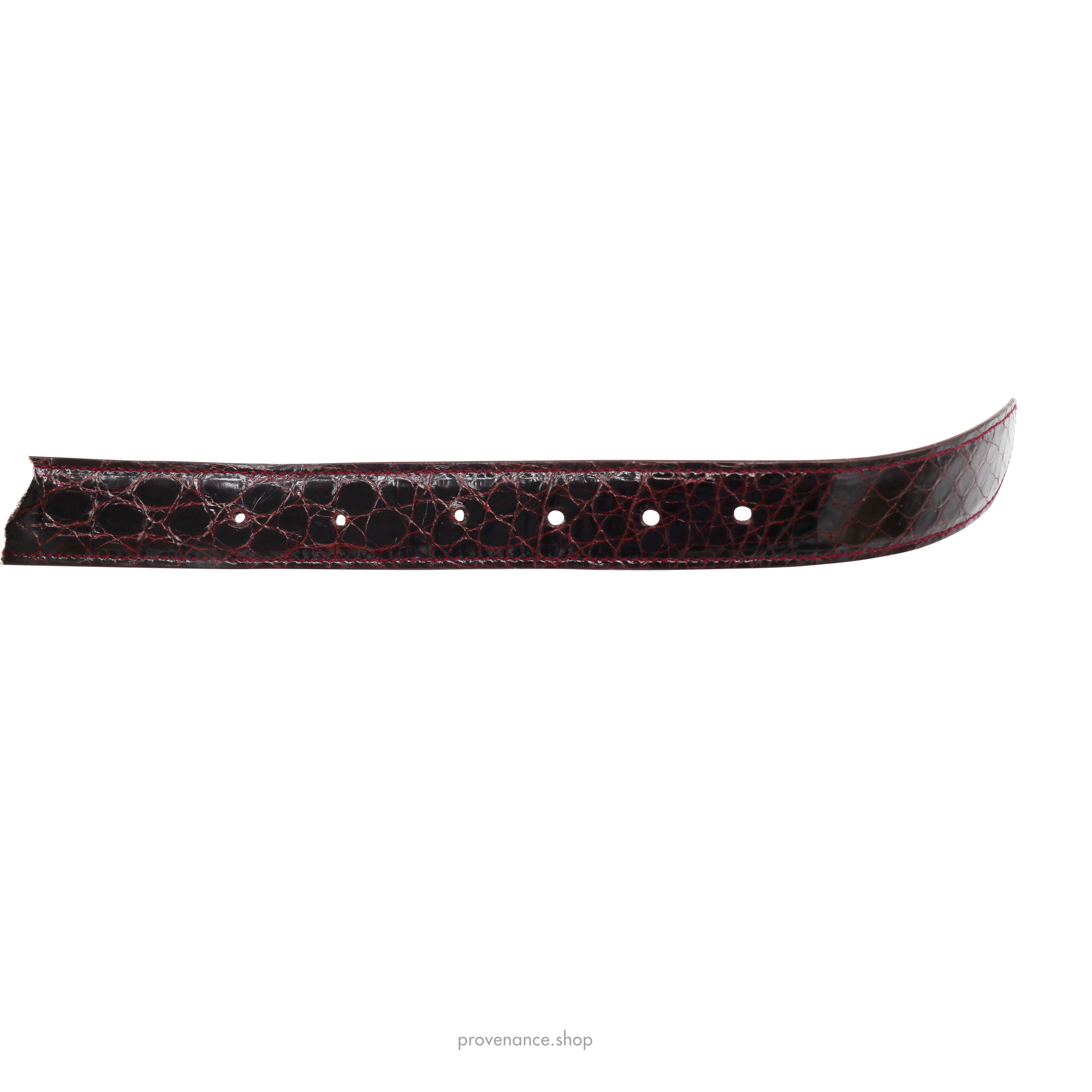 Gucci Tang Belt - Burgundy Crocodile Leather - 6