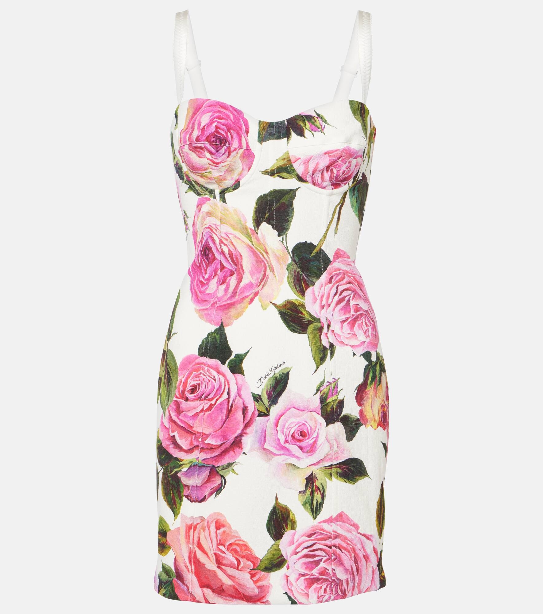 Floral cotton-blend minidress - 1