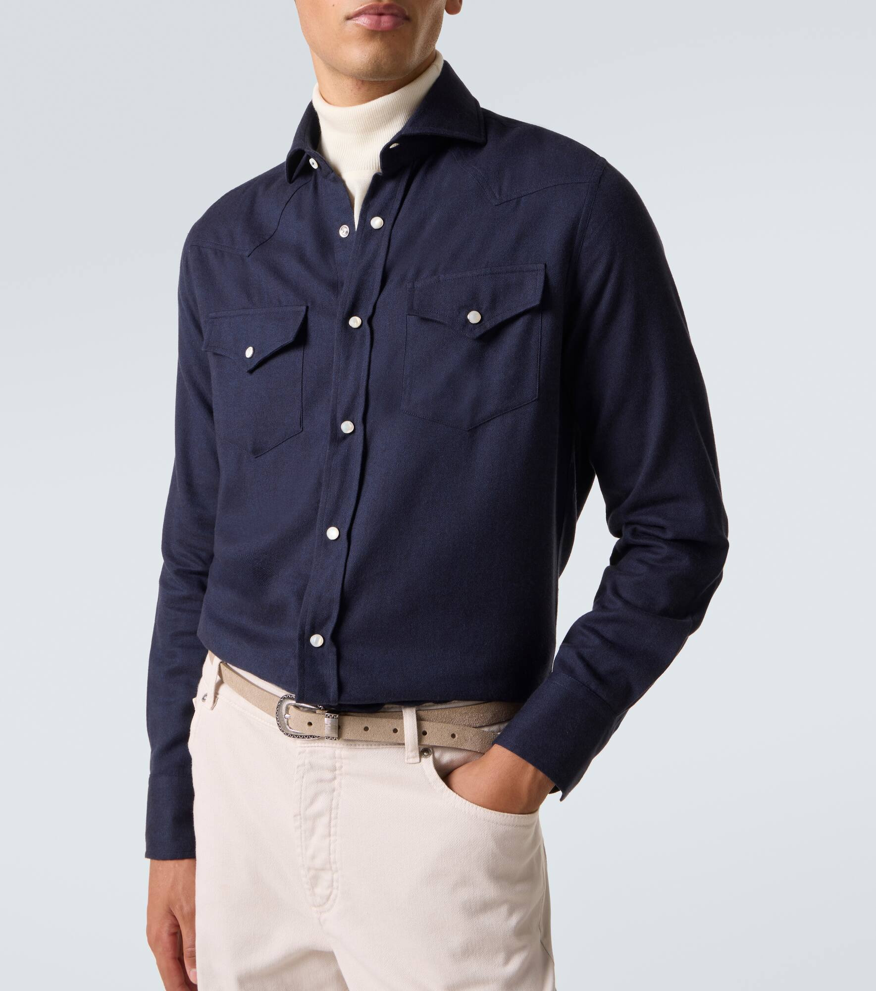 Chevron cotton-blend flannel shirt - 5