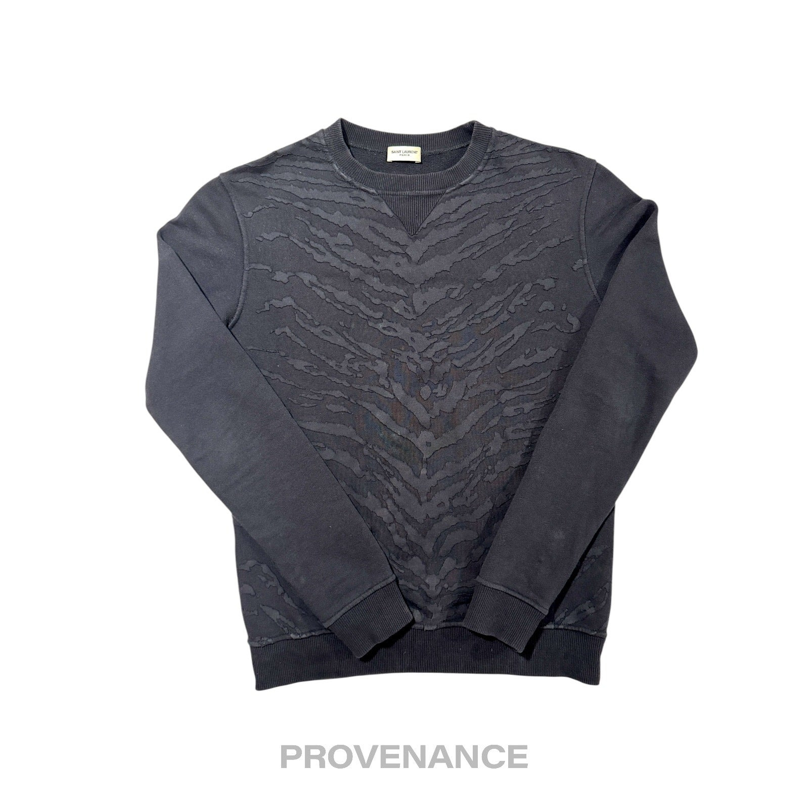 Saint Laurent Paris SLP Crewneck- Black Tiger Stripe - 3