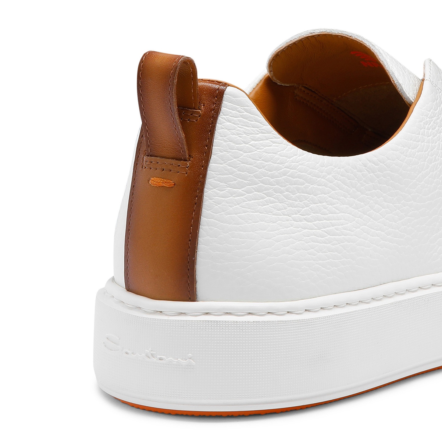 Men's white tumbled leather slip-on sneaker - 6