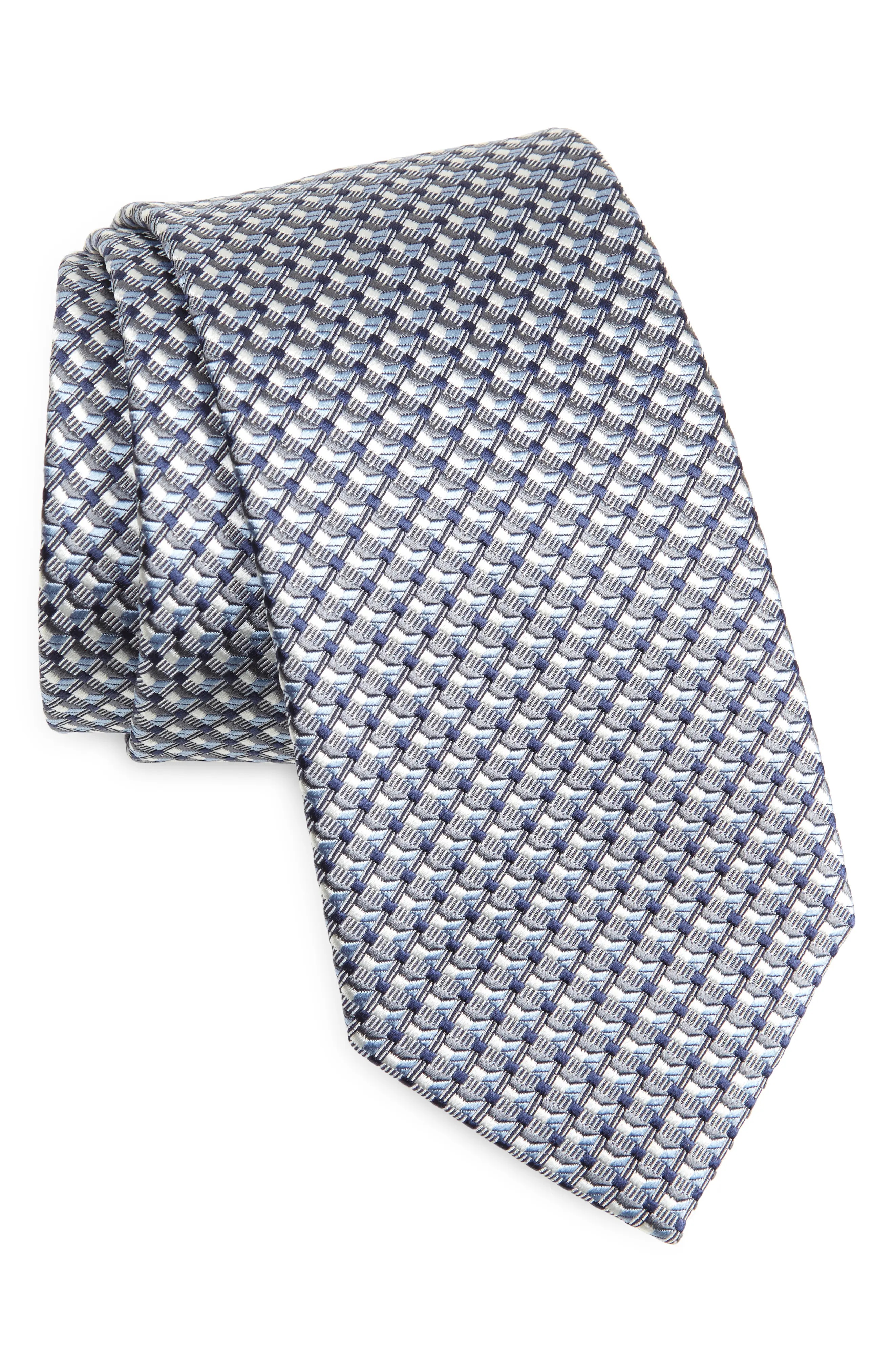 Geometric Pattern Silk Tie - 1