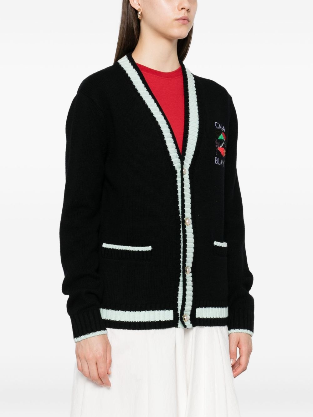 embroidered panel cardigan - 3