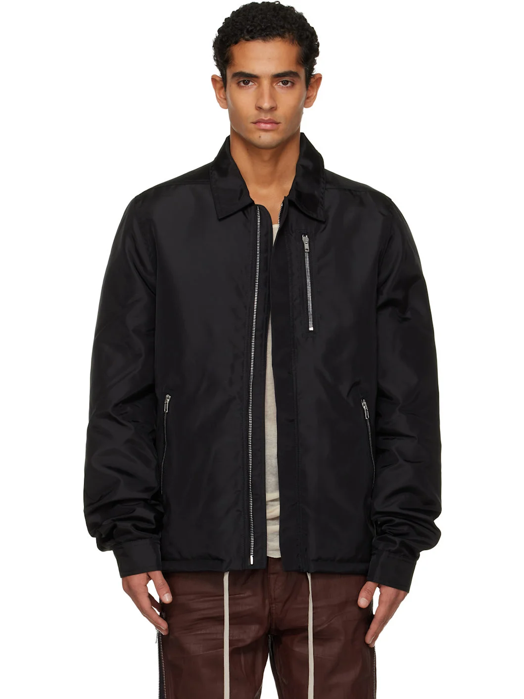 Black Concealed Zipfront Jacket - 1