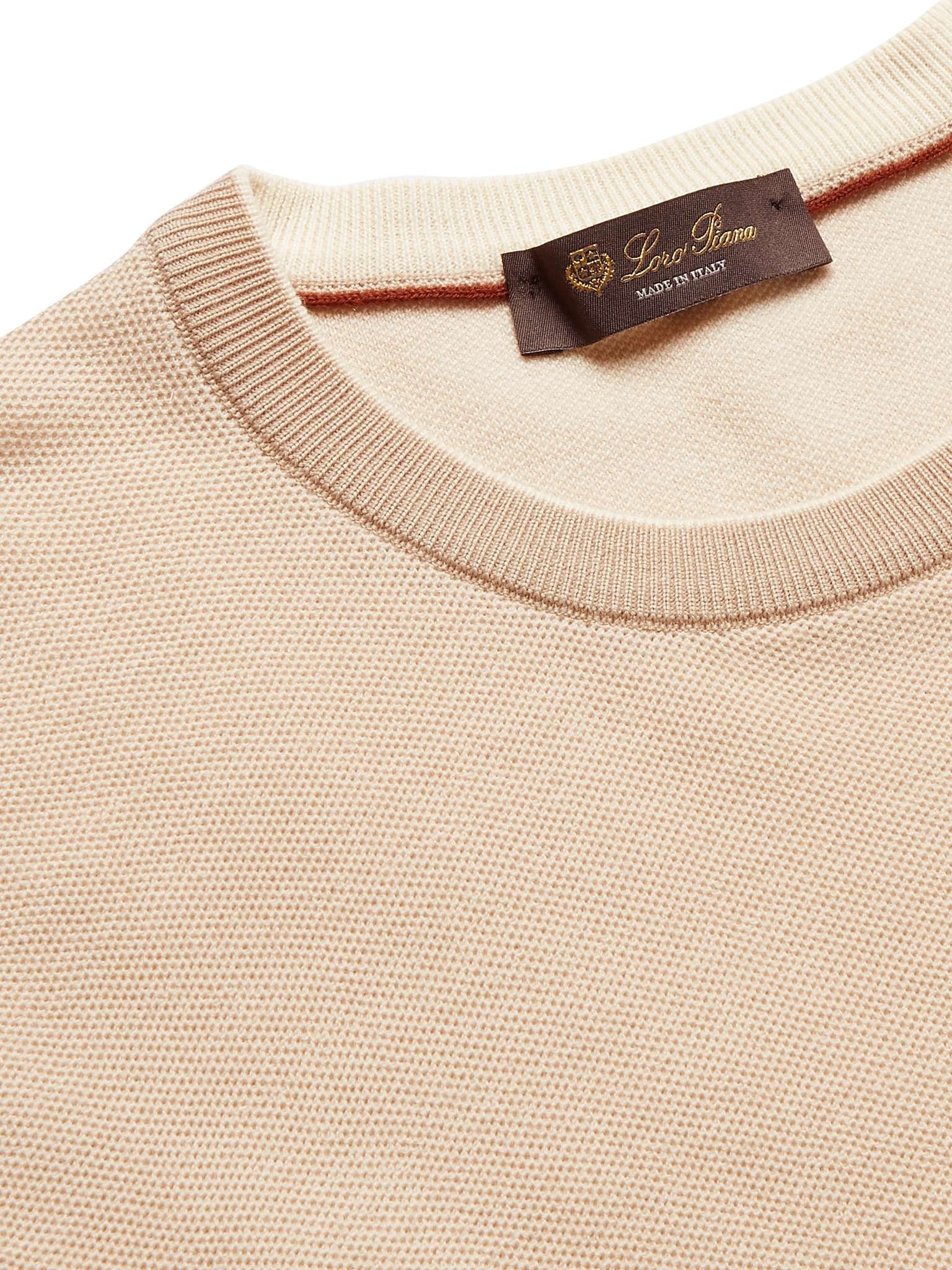 Contrast-Tipped Wool and Cashmere-Blend Piqué Sweater - 5