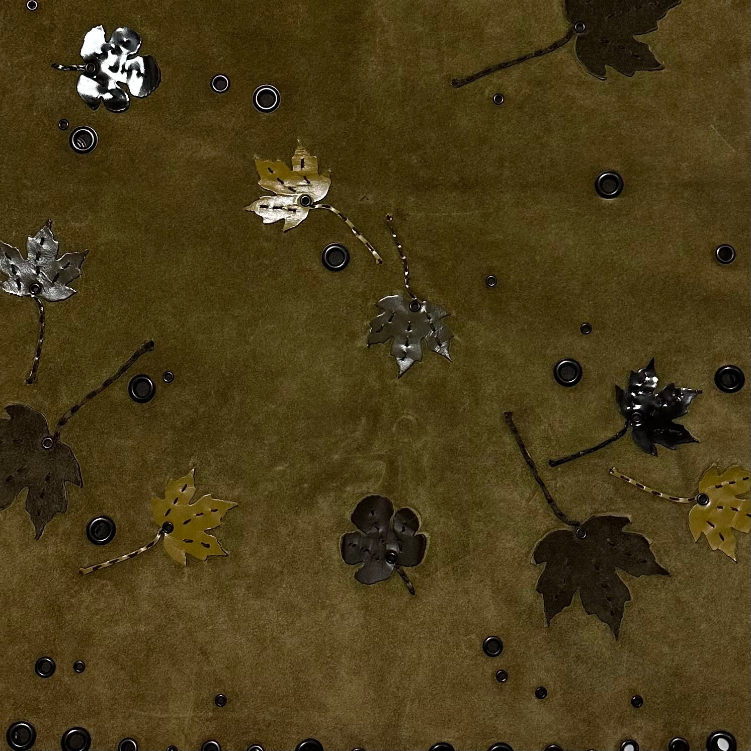 Prada PRADA Fall Winter 1999 Appliqué Leaves Suede Midi Skirt