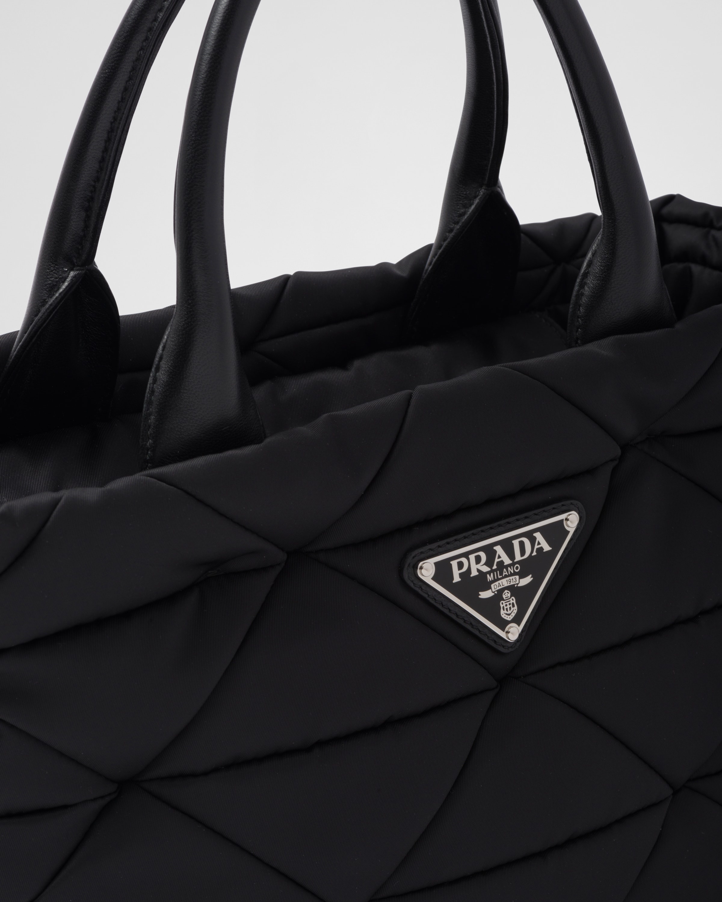 Re Nylon Small Padded Tote in Black - Prada