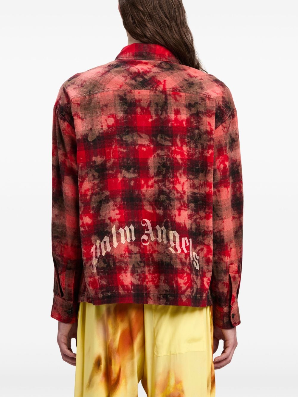 logo-print plaid shirt - 5