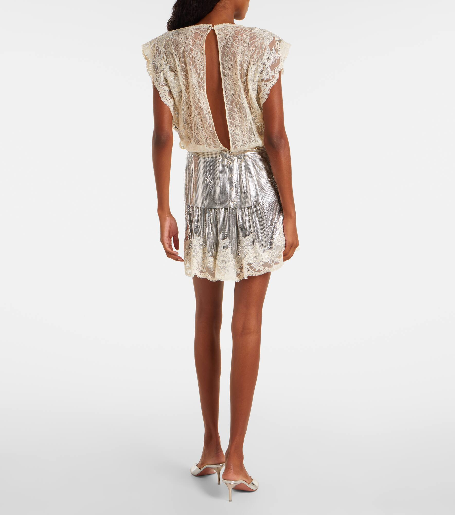 Embellished lace-trimmed top - 3