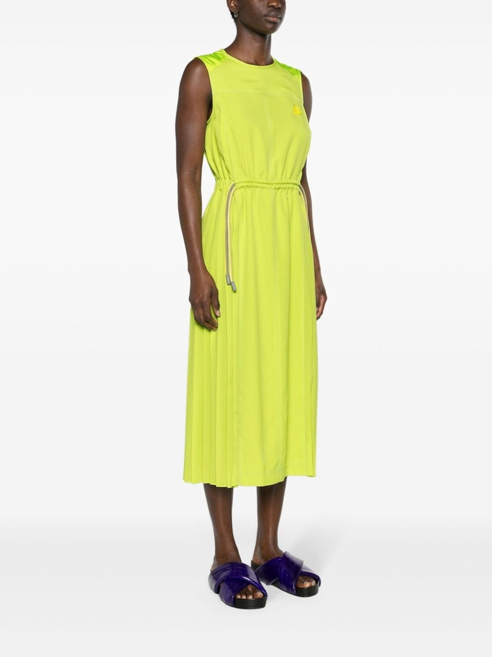 logo-appliquÃ© pleated midi dress - 3