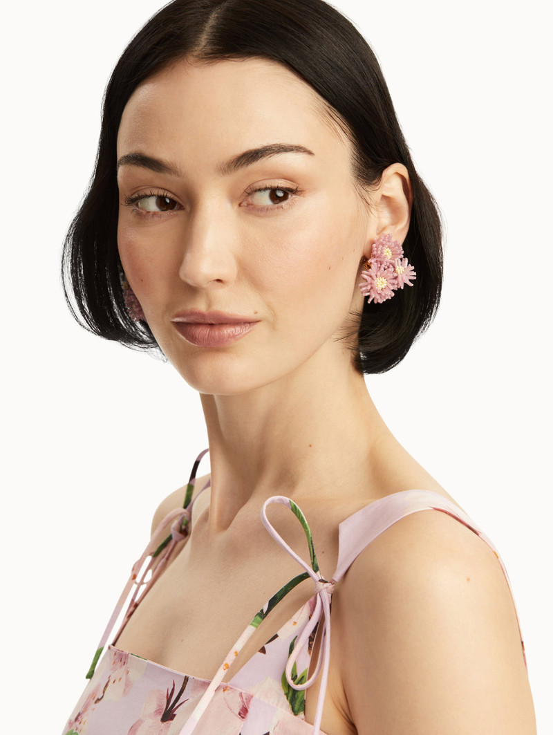 Oscar de la Renta POMPOM FLOWER CLIP-ON EARRINGS outlook