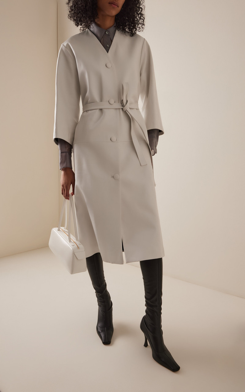 MARIE ADAM-LEENAERDT Leather Coat ivory outlook
