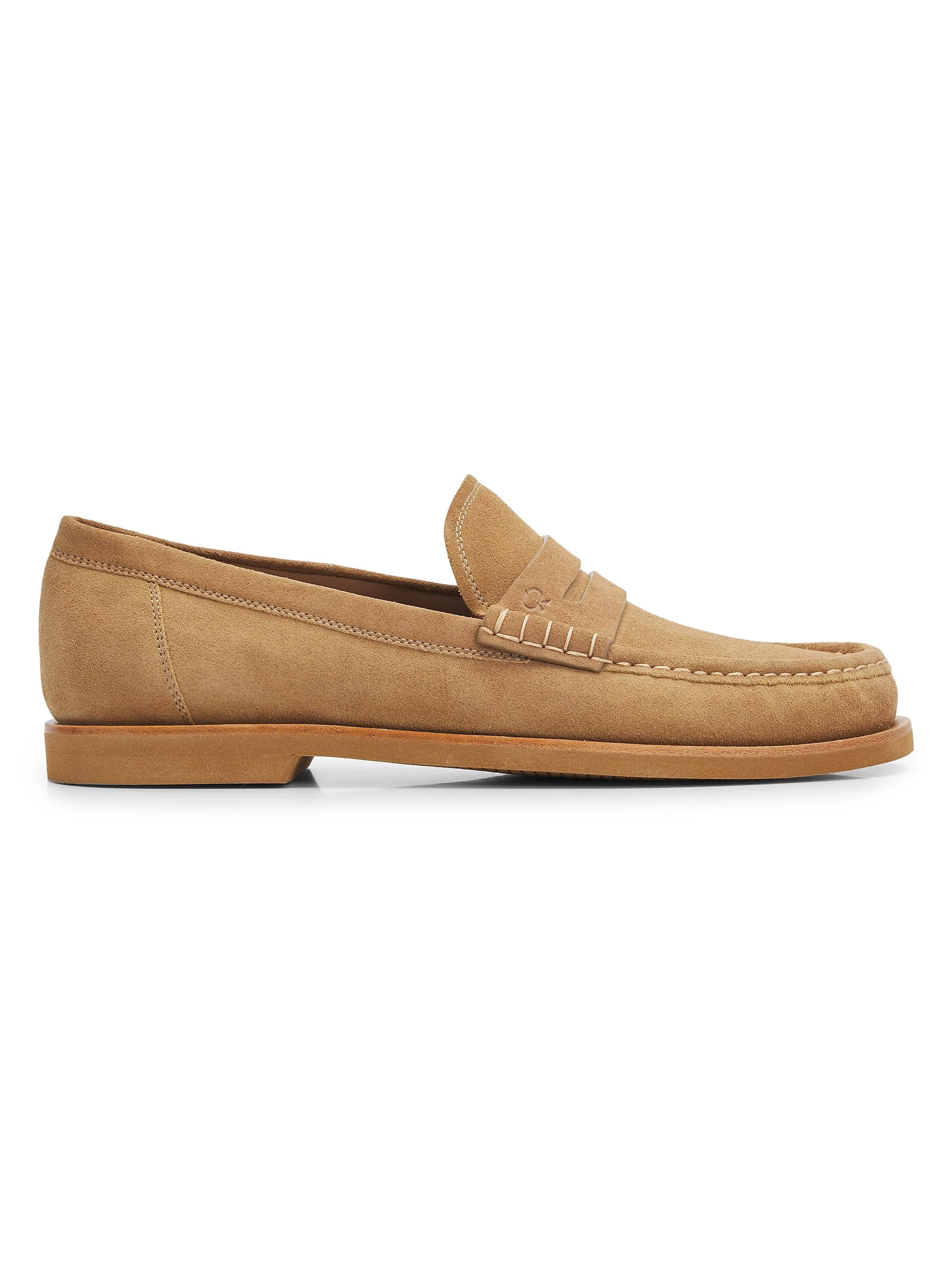 Men's Suede Penny Loafers - Camel - 1