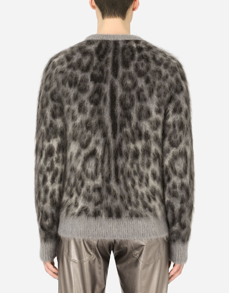 Wool/mohair jacquard round-neck sweater with leopard design - 3