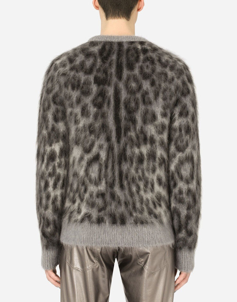 모직/모헤어 jacquard 둥근 목 스웨터 leopard 디자인 3