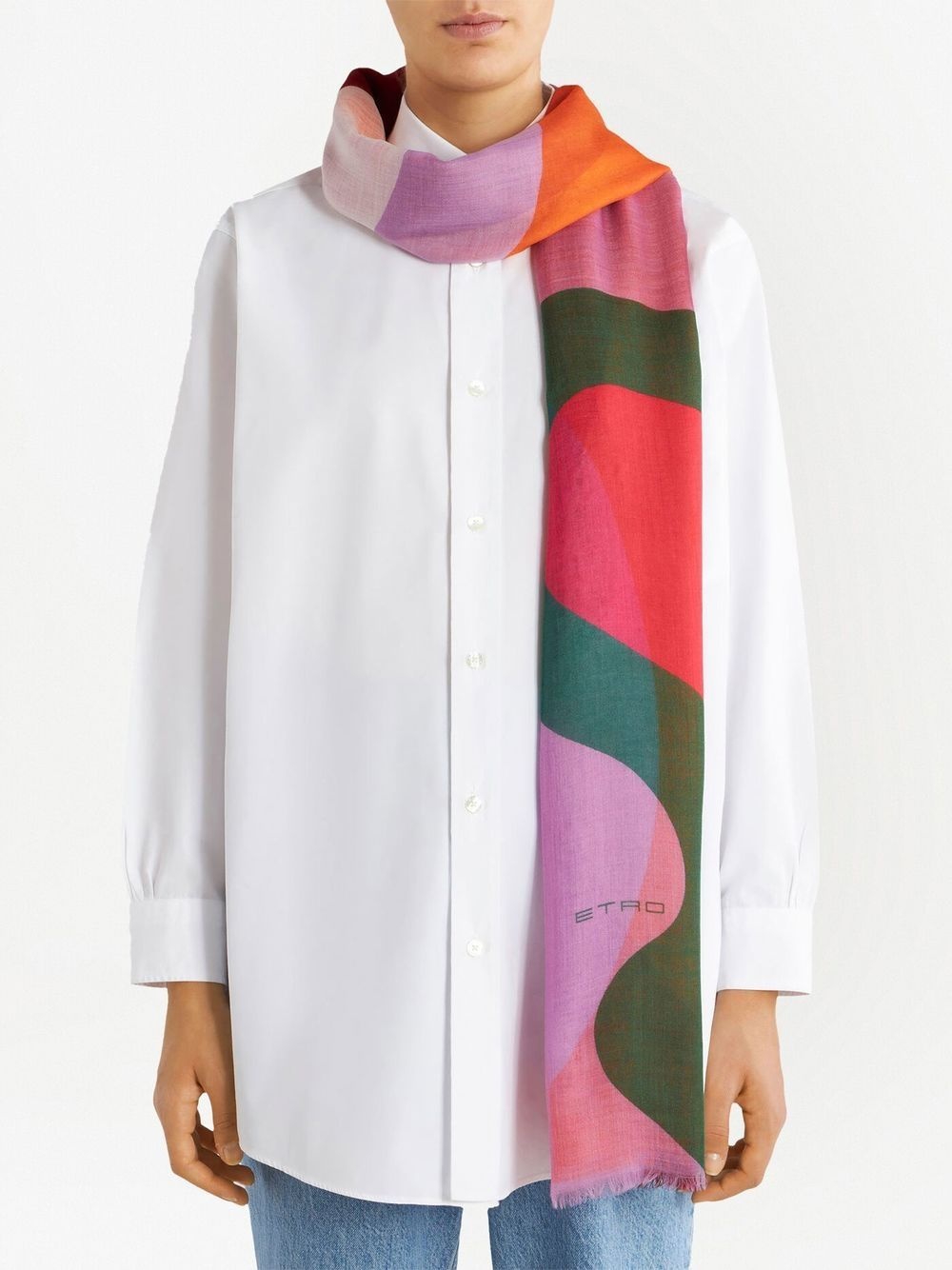 wave-print cashmere scarf - 2
