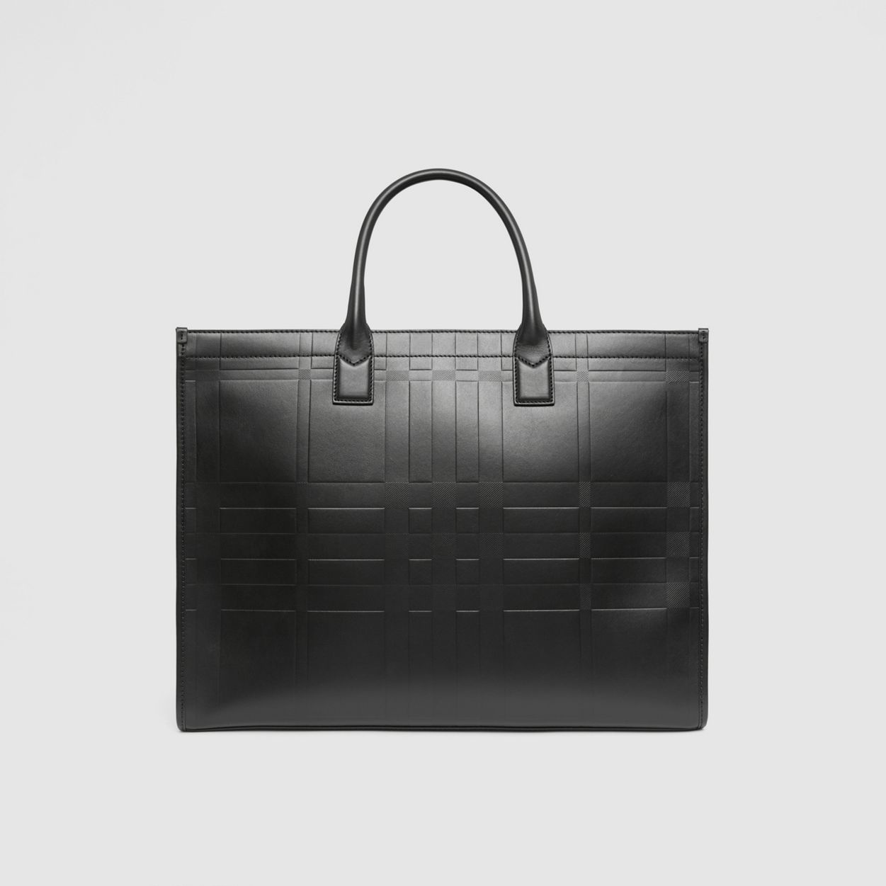 Embossed Check Leather Tote - 8