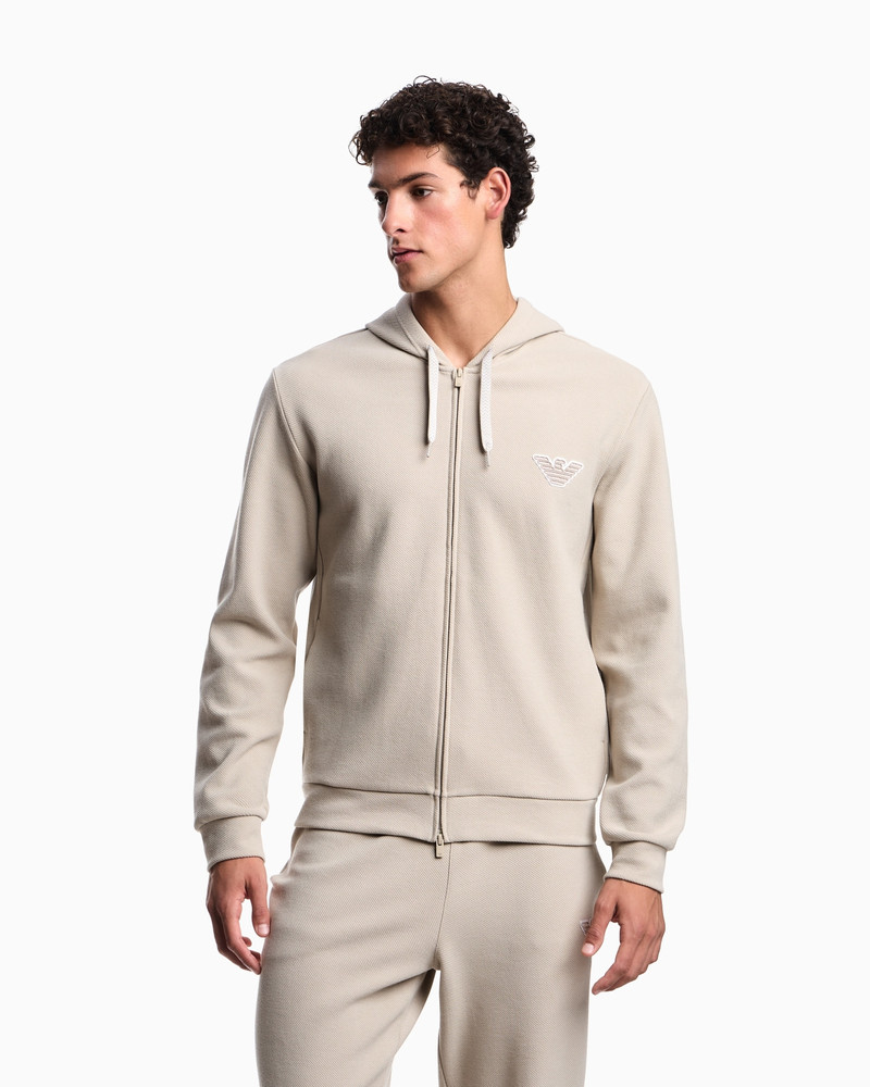 LOUNGEWEAR ZIP-UP HOODED SWEATSHIRT IN JERSEY WITH AN EAGLE PATCH 2