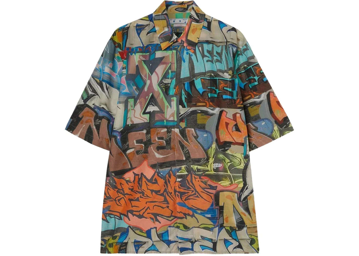 OFF-WHITE Graffiti Print Short Sleeve Shirt Multi - 1