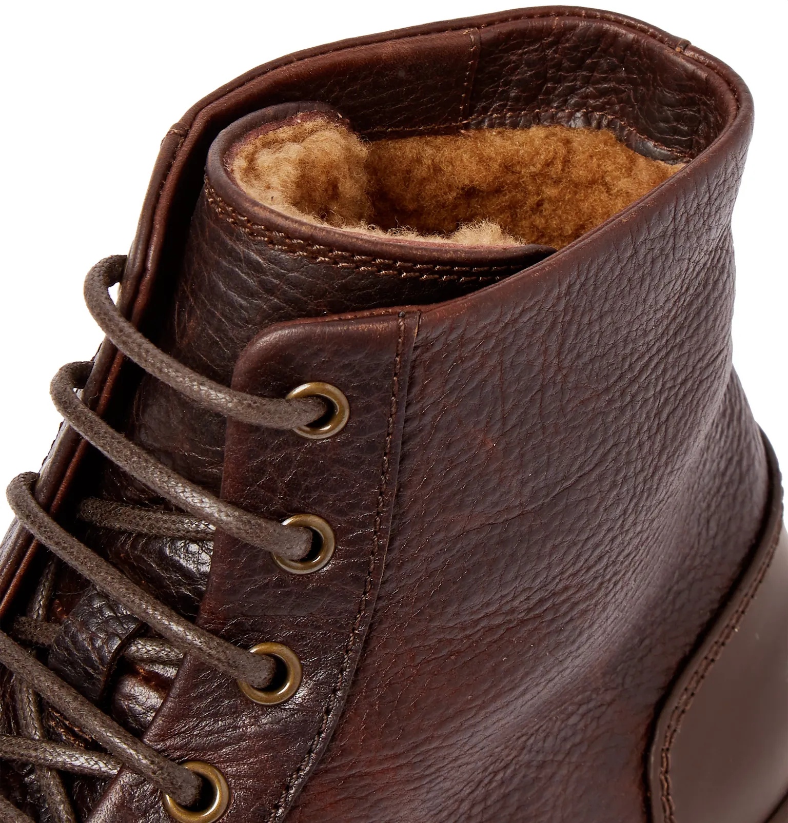 Shearling-Lined Leather and Nubuck Boots - 4