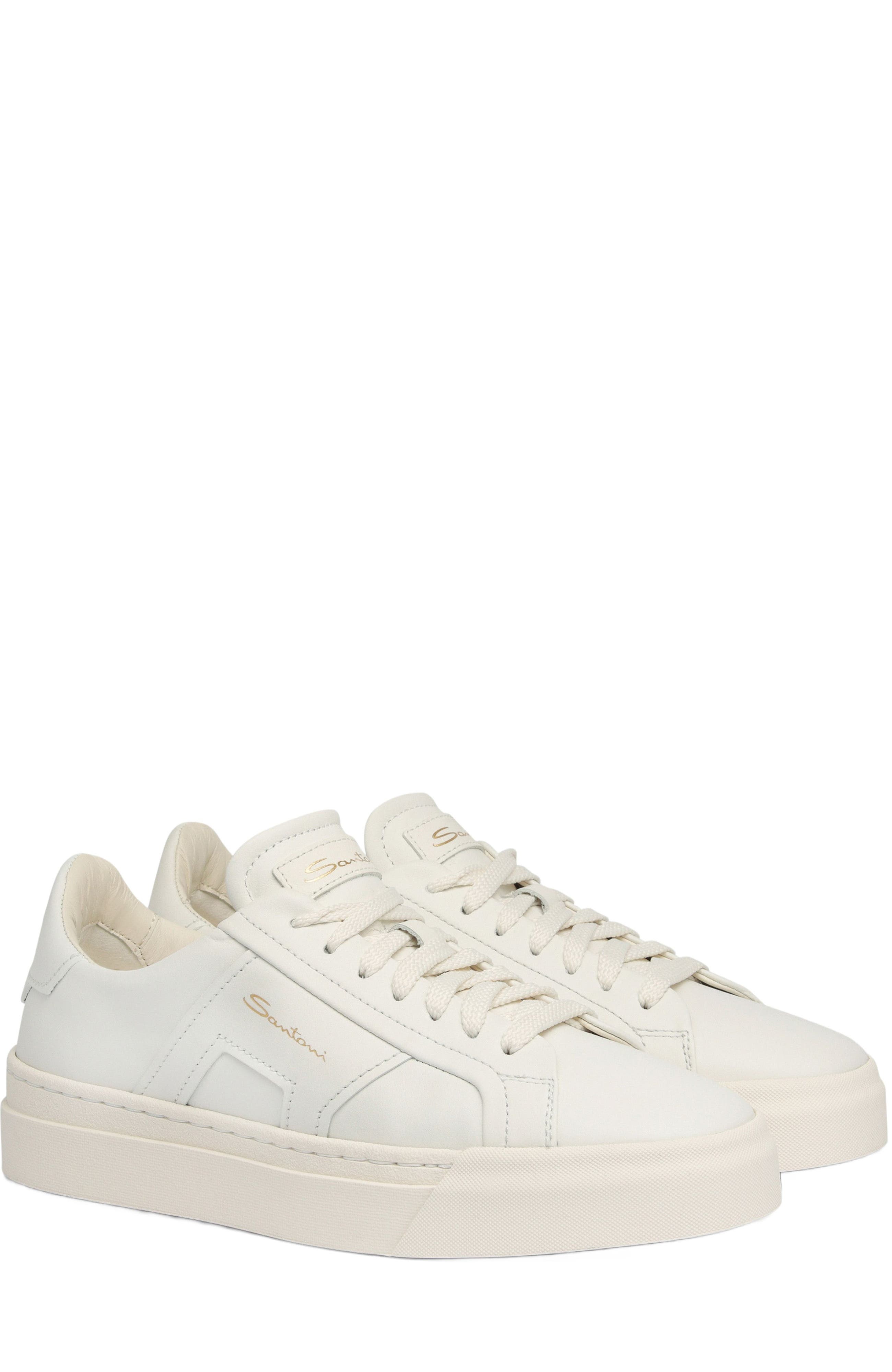 Santoni Women's DBS Double Buckle Sneaker in White at Nordstrom - 3