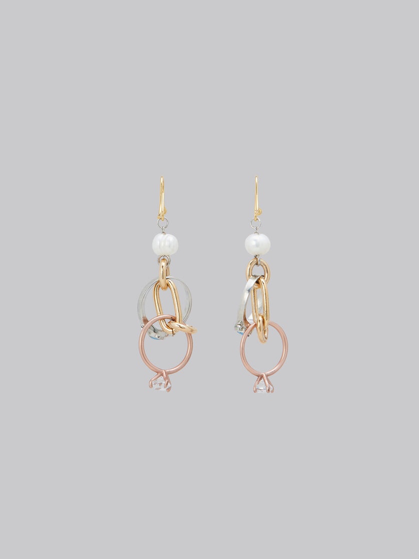 DROP EARRINGS WITH CHAINS AND RINGS - 3