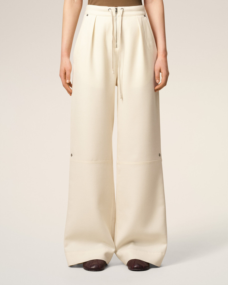 WHITE WOOL ZIPPED TROUSERS 3