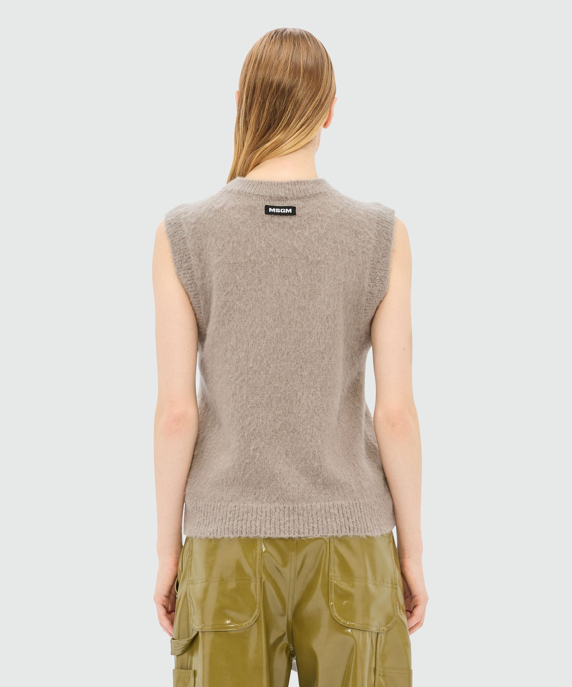 Grey mohair vest with "Fantastic Mushroom" motif - 3