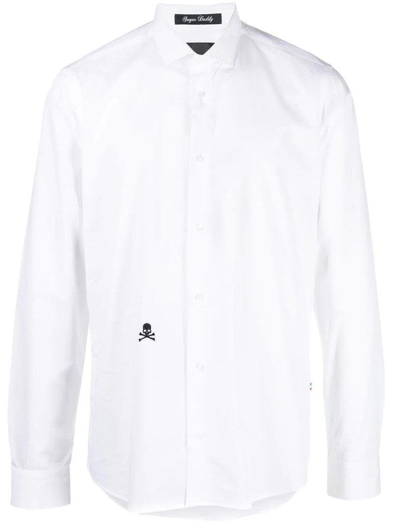embroidered skull cotton shirt 1
