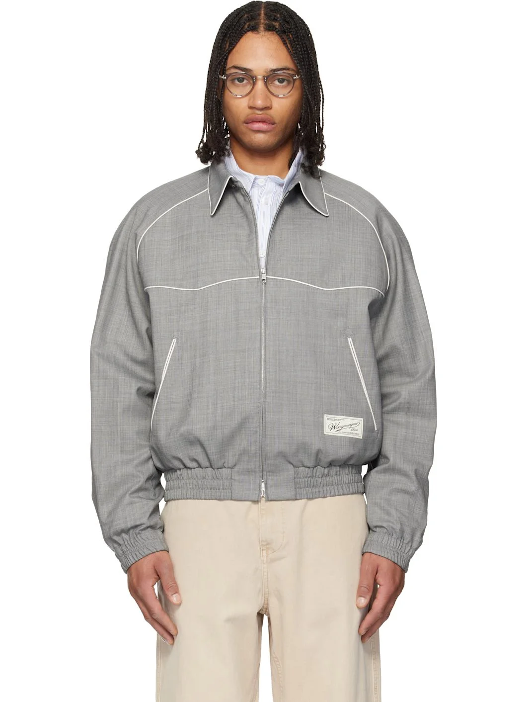 Gray Wool Poly Banding Jacket - 1
