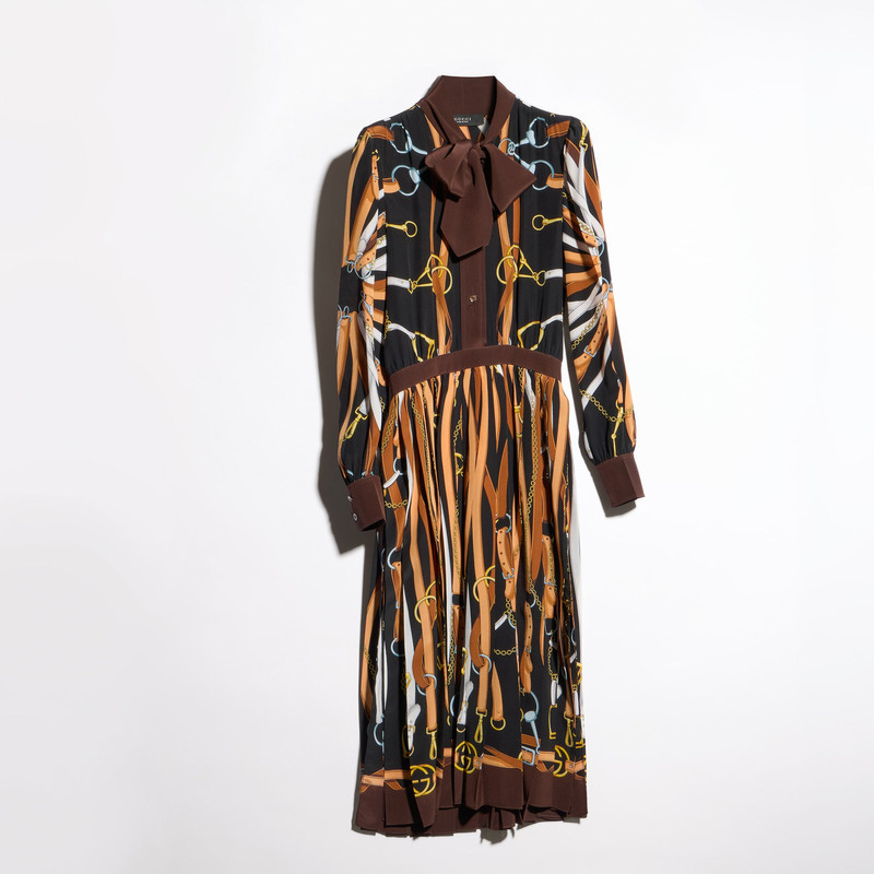 Printed silk chemisier dress - 1