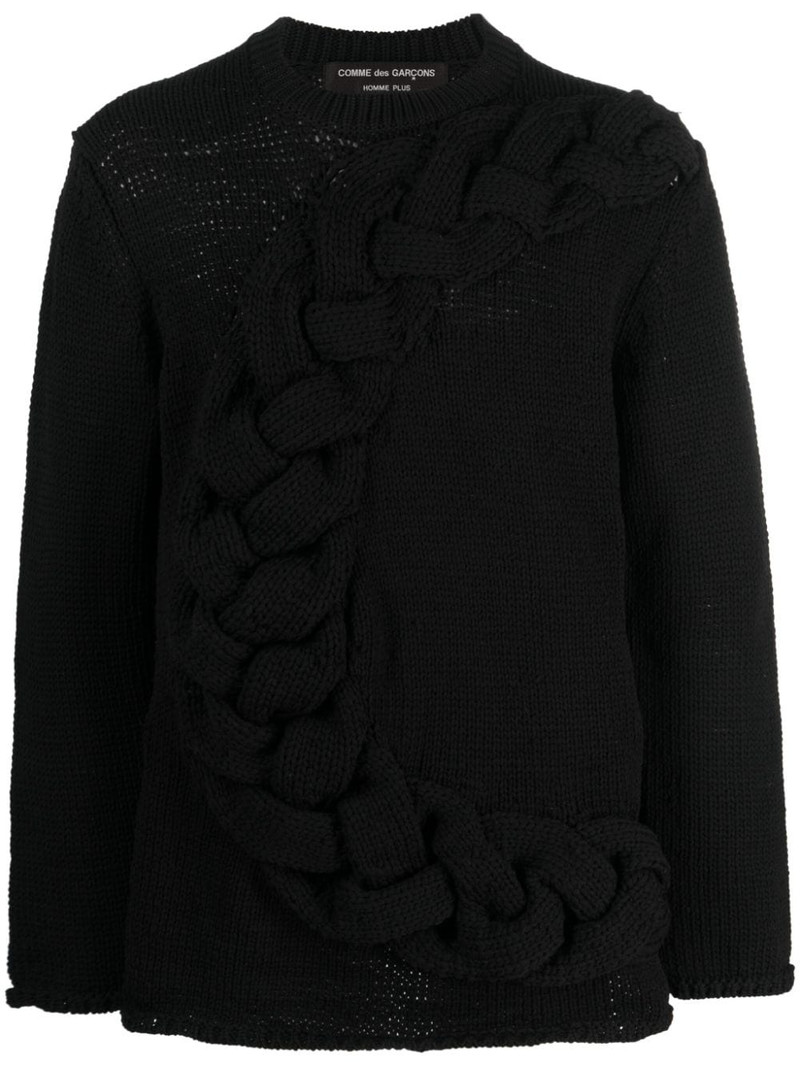 crew-neck chunky cable-knit jumper 1