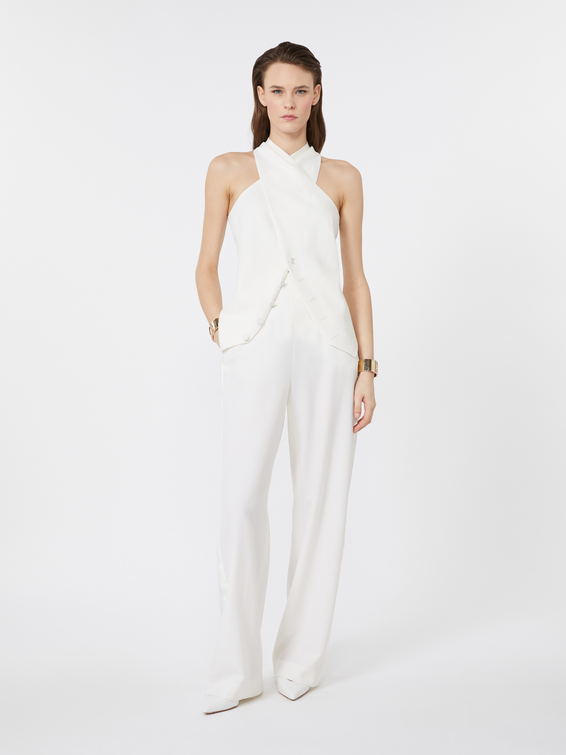 SELVA Wool gabardine and satin vest - 2